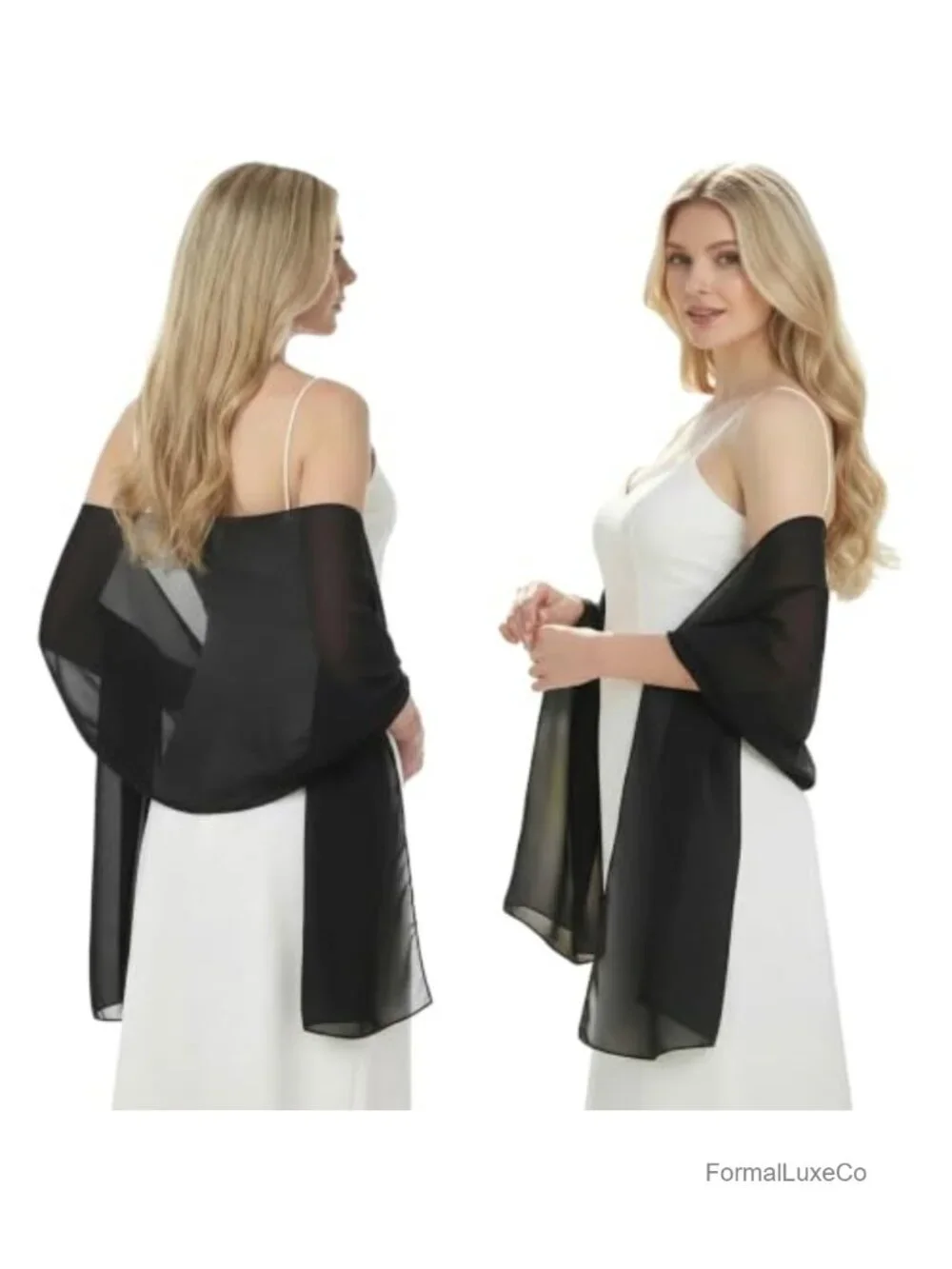 Elegant Sheer Chiffon Shawl Wrap for Evening Dress